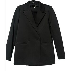 Good American Scuba  2.0 Blazer Womens Sz 1 Black Career Wear Capsule Wardrobe